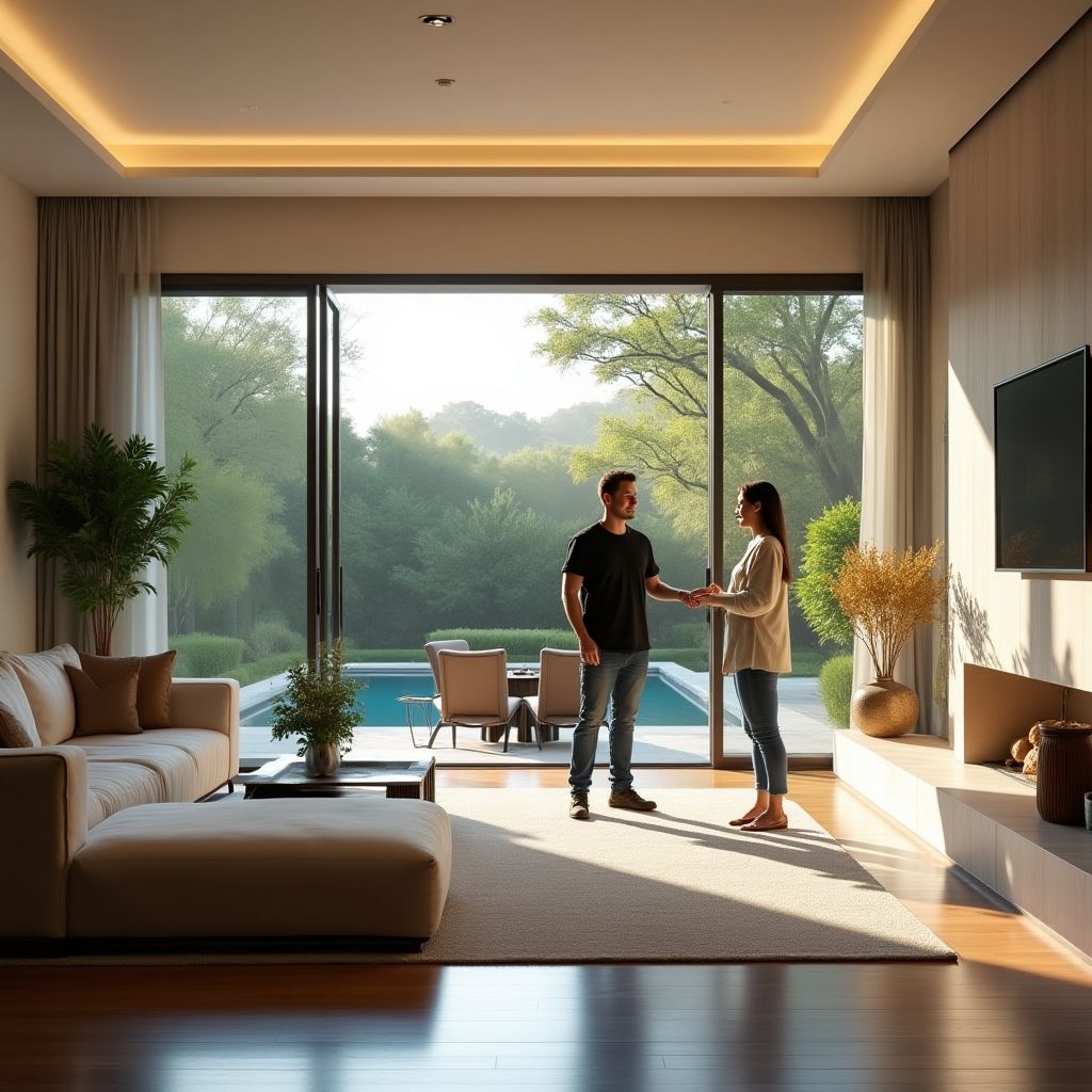 Immobilienbesichtigung mit Kunden in einer Villa